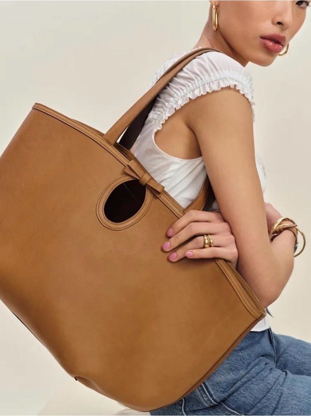 Reformation Regina Tote Bag Cognac Leather